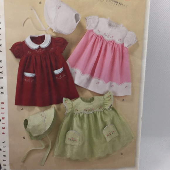 Simplicity 2392 Vintage 50’s Babies Dresses Bonnet Embroidery 7-24 lbs Uncut - Picture 4 of 11